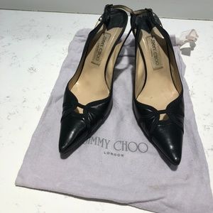Jimmy Choo Black Slingback Leather Pumps